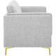 Light Grey Fabric French Piping Gold Leg Sofa 